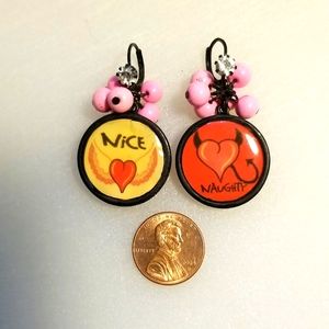 Betsey Johnson naughty and nice earrings